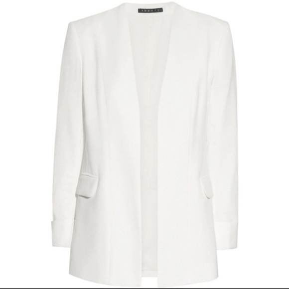 THEORY Rokel Light Tivona Crepe Jacket in White‎ SIZE 10 - Picture 3 of 8